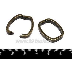 Застежка для бус 26*20*4 мм Овальная угловатая цвет бронза 1 штука