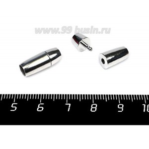 Замок для вклейки шнура штифтовой "Бочонок" 18,5*8 мм, асимметричный, цвет никель, 1 штука Замок для вклейки шнура штифтовой "Бочонок" 18,5*8 мм, асимметричный, цвет никель, 1 штука