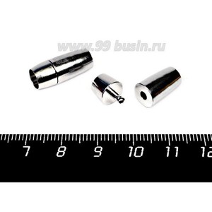 Замок для вклейки шнура штифтовой "Бочонок" 17*7  мм, асимметричный, цвет никель, 1 штука