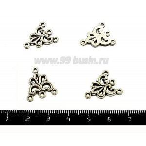 Коннектор Гармония 19*17 мм, цвет старое серебро, 4 петли, 1 штука
