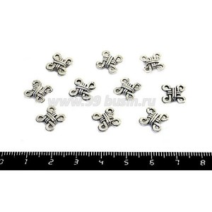 Коннектор Узелок квадратный 10*10 мм, 4 петли, цвет старое серебро 10 шт/упак