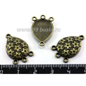 Коннектор Звездочки 23*15 мм, 4 петли, цвет Бронза 3 шт/упак