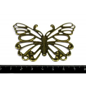 Коннектор штампованный Большая Бабочка, 66*50 мм, цвет бронза, 1 шт/уп