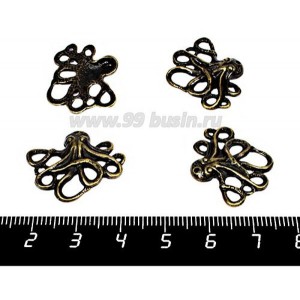 Подвеска-коннектор Осьминог 21*24 мм, цвет бронза 4 штуки/упаковка