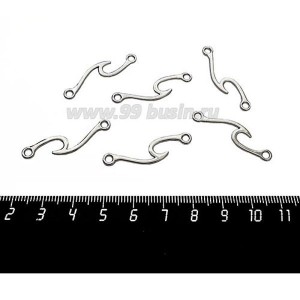 Коннектор Росчерк 33*9 мм 2 петли, цвет серебро 6 штук/упаковка Коннектор Росчерк 33*9 мм 2 петли, цвет серебро 6 штук/упаковка