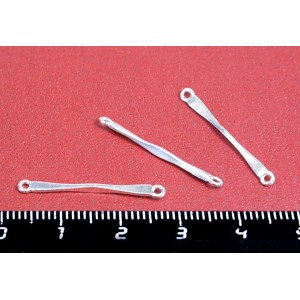 Коннектор ювелирный Палочка 5015 посеребрение 12 мк 2 петли 25*2 мм, производство Россия 1 штука