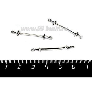 Коннектор ювелирный Королевская Лилия, оксидированное посеребрение, 2 петли 35*6 мм, производство Россия 1 штука