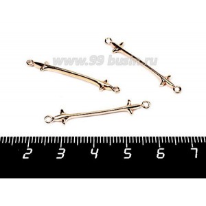 Коннектор ювелирный Королевская Лилия, розовая позолота 0,45 мкн, 2 петли 35*6 мм, производство Россия 1 штука