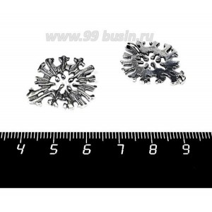 Подвеска-коннектор Вспышка, маленькая 25*21 мм, оксидированное посеребрение 12 мк, 1 штука, производство РОССИЯ