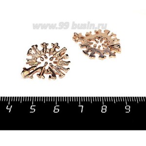 Подвеска-коннектор Вспышка, маленькая 25*21 мм, розовая позолота 0,45 мк, 1 штука, производство РОССИЯ