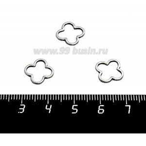 Коннектор нержавеющая сталь Четырехлистник 12*12*1 мм цвет стальной 1 штука