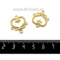 Коннектор №49 фигурный 22*19 мм 6 петель цвет золото 1 штука