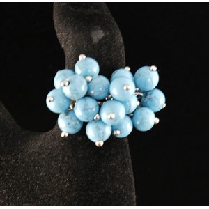 Кольцо из бирюзы (имитация) "гроздь", шарик 6мм
