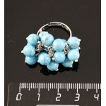Кольцо из бирюзы (имитация) "гроздь", шарик 6мм
