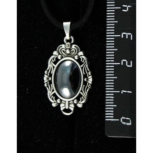 Кулон из гематита, основа "принцесса", овал 14х10мм