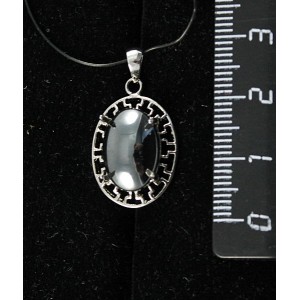 Кулон из гематита, "греческий", родиум, 14х10мм