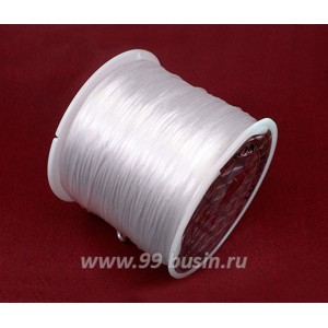 Шнур латексный эластичный ПЛОСКИЙ 0,8*0,4 мм белый катушка около 80 метров