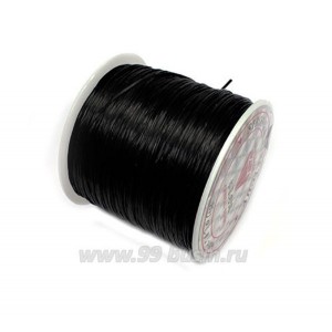Шнур латексный эластичный ПЛОСКИЙ 0,8*0,4 мм черный катушка около 100 метров