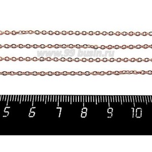 Цепочка 2*1,5 мм, нержавеющая сталь, покрытие оксид титана, цвет розовое золото, 1 метр/упаковка