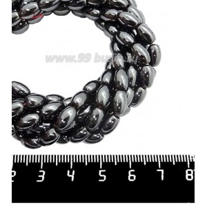 Натуральный камень ГЕМАТИТ с покрытием под ПИРИТ крупный рис 8*5 мм, цвет натуральный, 20 см/нить