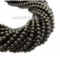 Бусина стеклянная жемчуг (иск.) на нити 4 мм цвет темный оливково-коричневый Чехия 60 штук