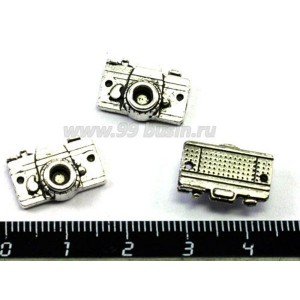 Подвеска - коннектор Фотоаппарат  16*11 мм цвет старое серебро 2 штуки/упаковка