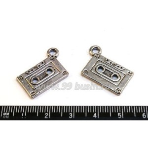 Подвеска Кассета магнитофонная 23*16 мм, цвет старое  серебро, 2 штуки/упаковка