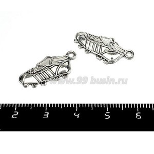 Подвеска Футбольный бутс, 23*11 мм, цвет старое серебро, 2 штуки/упаковка
