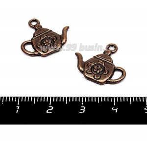 Подвеска Чайник с цветочком, 17*19 мм, цвет медь, 2 штуки/упаковка