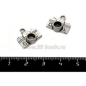 Подвеска Фотоаппарат 14*15 мм, цвет старое серебро, 4 штуки/упаковка