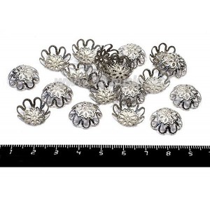 Шапочка для бусин Хризантема, 15*5 мм цвет никель 20 штук/упаковка