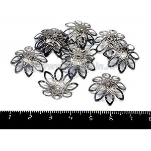 Шапочка для бусин Канатик 20 мм, цвет черный никель 10 штук/упаковка