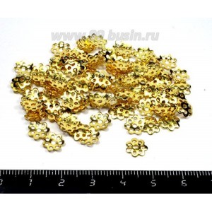 Шапочка для бусин 7,5 мм, цвет золото, 100 штук/упаковка