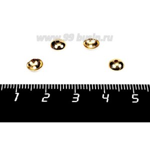 Шапочка для бусин ювелирная Лаконичная 6*2 мм, позолоченная 0,45 мкн 2 штуки/упаковка