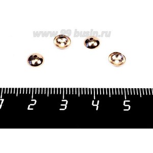 Шапочка для бусин ювелирная Лаконичная 6*2 мм, розовая позолота 0,45 мкн 2 штуки/упаковка