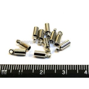 Колпачок концевик для вклеивания шнура 8*3 мм цвет "никель" 16 штук/упаковка