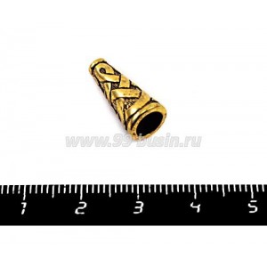 Колпачок Кельтские мотивы, 18*8 мм, отверстие 5,8 мм, цвет Золото 1 штука