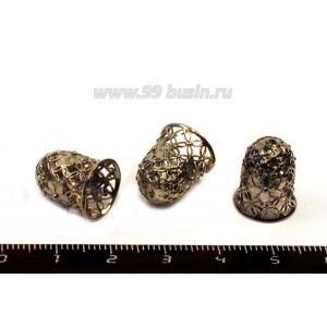 Колпачок Ажурный колокольчик 15*12 мм цвет чёрный никель, 9 мм внутренний диаметр 1 штука