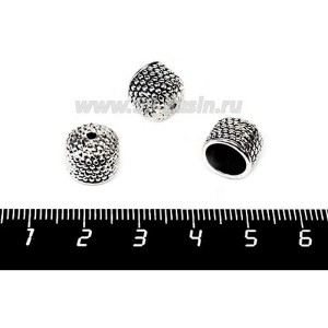 Колпачок "Соты", 9*10,5 мм, внутренний диаметр 8 мм, цвет старое серебро 1 штука