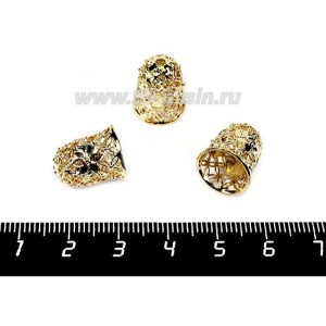 Колпачок Ажурный колокольчик 15*12 мм цвет светлое золото, 9 мм внутренний диаметр, 1 штука