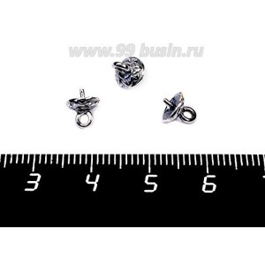 Шапочка подвеска ювелирная со штифтом Цветок 7*6 мм, оксидированное посеребрение 12 мк, гипоалергенные, пр-во Россия 1 штука Шапочка подвеска ювелирная со штифтом Цветок 7*6 мм, оксидированное посеребрение 12 мк, гипоалергенные, пр-во Россия 1 штука