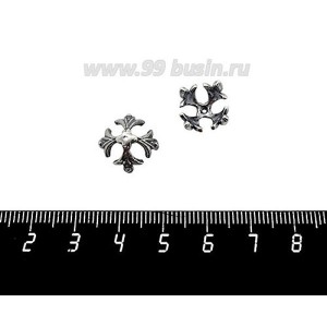 Шапочка для бусин ювелирная Королевская 12*7 мм, для бусины диаметром 10 мм, оксидированное посеребрение 12 мкн, 1 штука