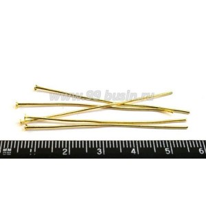 Пины гвоздики 50*0,8 мм цвет золотистый, 40 шт/упак