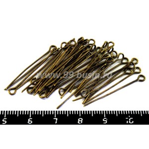 Пины с колечком 30*0,7 мм, цвет винтажная бронза 40 шт/уп Пины с колечком 30*0,7 мм, цвет винтажная бронза 40 шт/уп