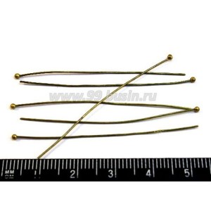 Пин с шаров. головкой 50*0,5 мм шарик 1,8 мм цвет бронза 50 штук/упаковка