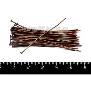 Пины гвоздики 50*0,7 мм, цвет медь, 40 штук/упаковка