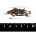 Пины с колечком 24*0,7 мм цвет бронза 40 штук/упаковка