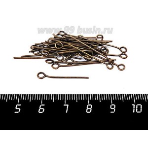 Пины с колечком 24*0,7 мм цвет бронза 40 штук/упаковка