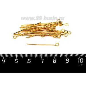 Пины с колечком 26*0,7 мм, цвет золото 40 штук/упаковка