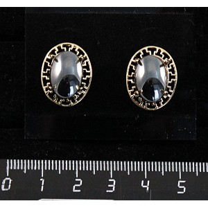 Серьги из гематита, "греческие", 14х10мм, замок гвоздик+лапка